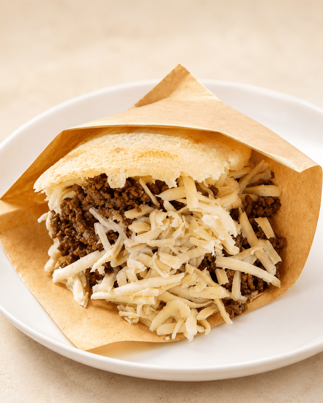 Arepa mit Hackfleisch und Käse
