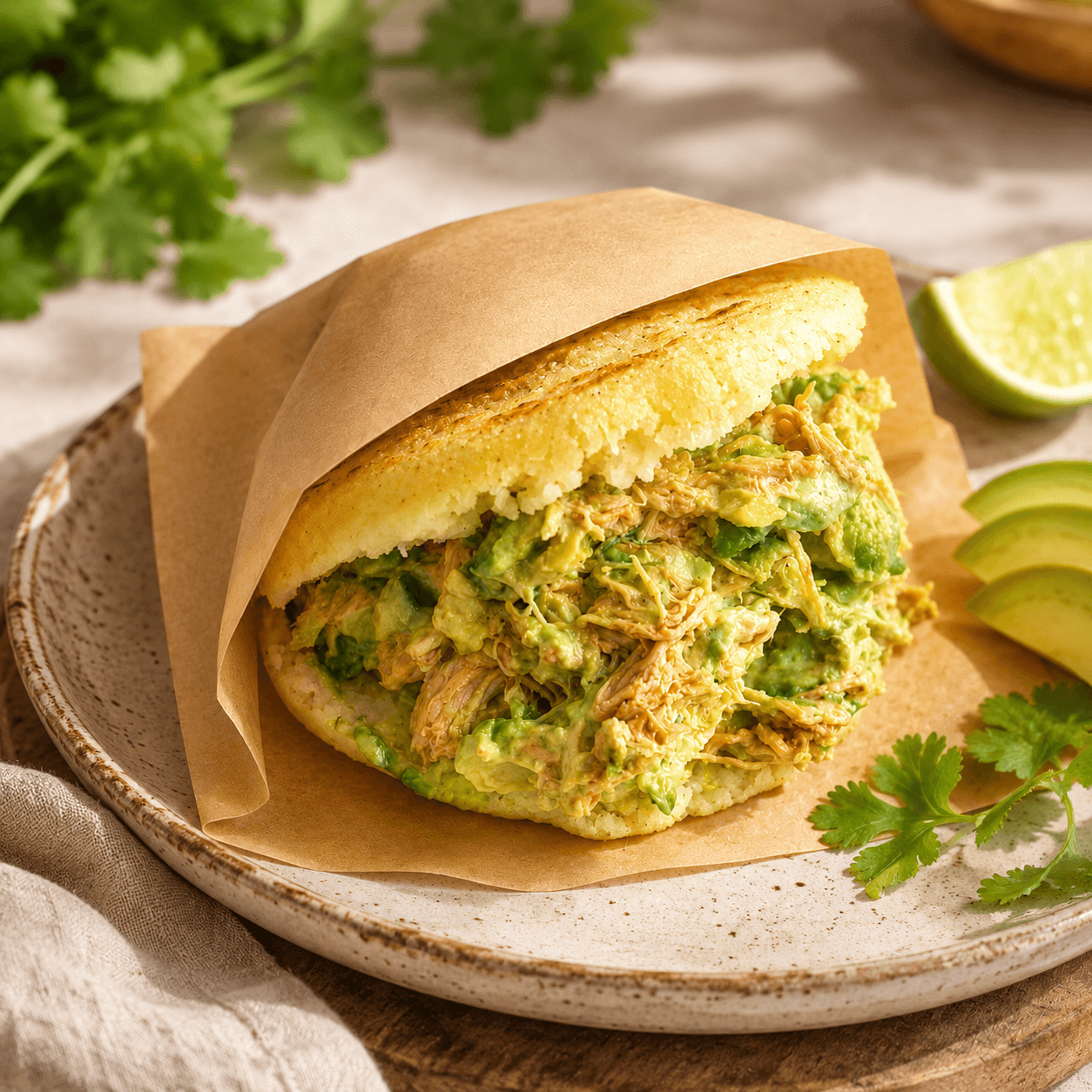 Reina Pepiada: Arepa mit Hähnchen und Avocado